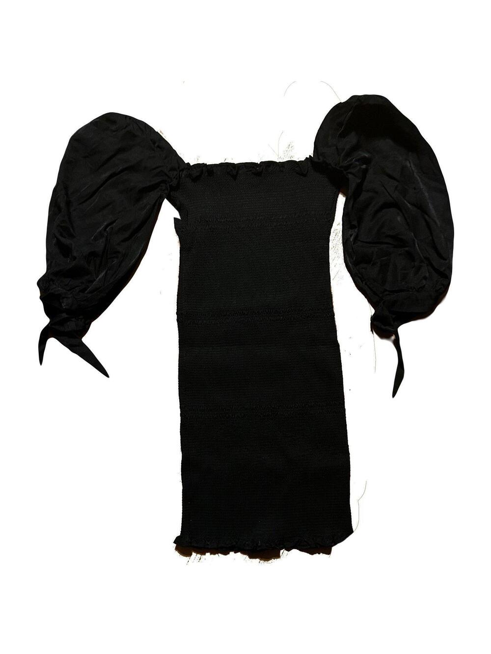 Chic Black Puff Sleeve Dress Large Black